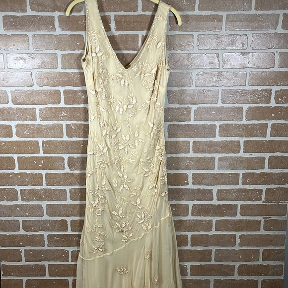 Stenay Dresses & Skirts - Stenay formal dress size 10 Beaded Sequin Silk Champagne New!